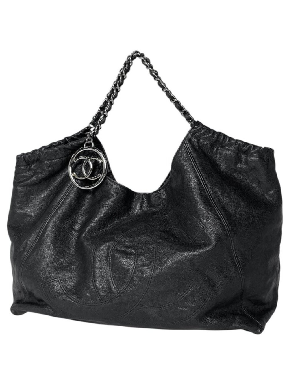 Chanel Tote Bag CC Logo Coco Cabas GM Caviar Leather Black